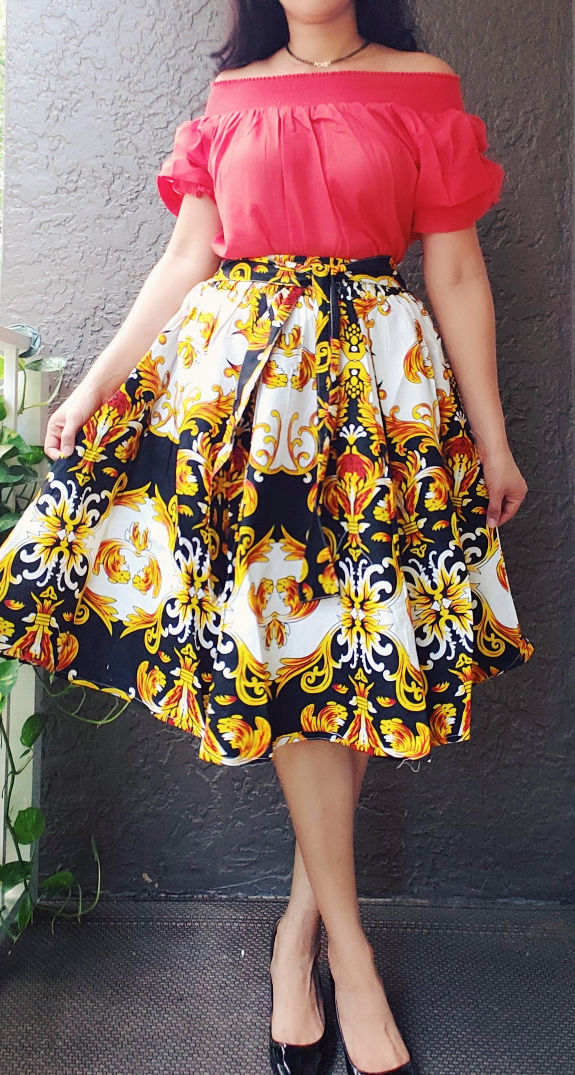 #7012- Woman Mid Length Maxi Skirt- Vintage