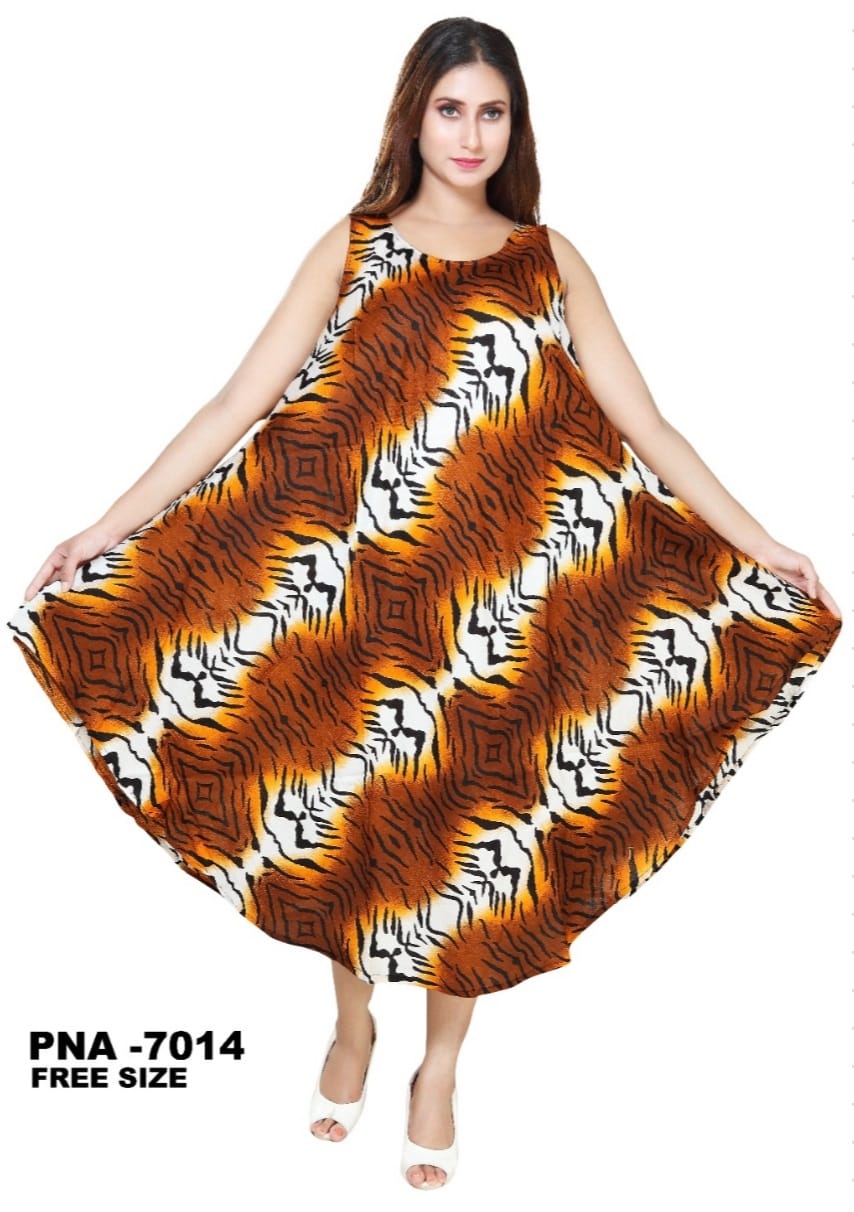 Umbrella Dress/Ethnic Sun Dress-Brown-7014