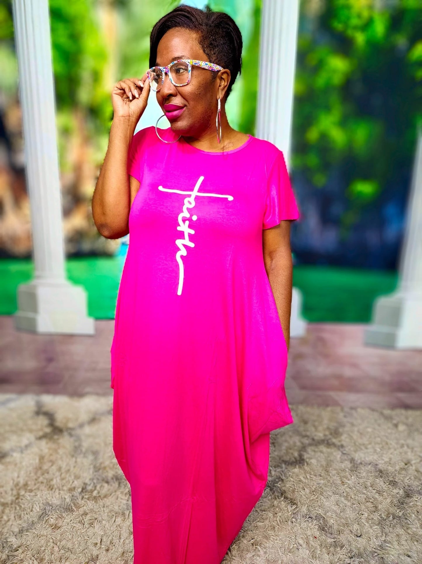 Faith Bubble  Jersey  Dress/Short Sleeve / Bright Pink 2022SS