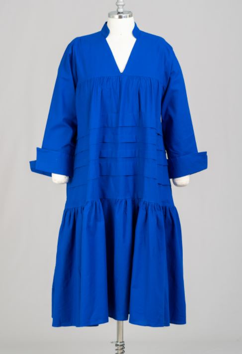 Midi  Solid Dress / Blouse -Royal Blue7580