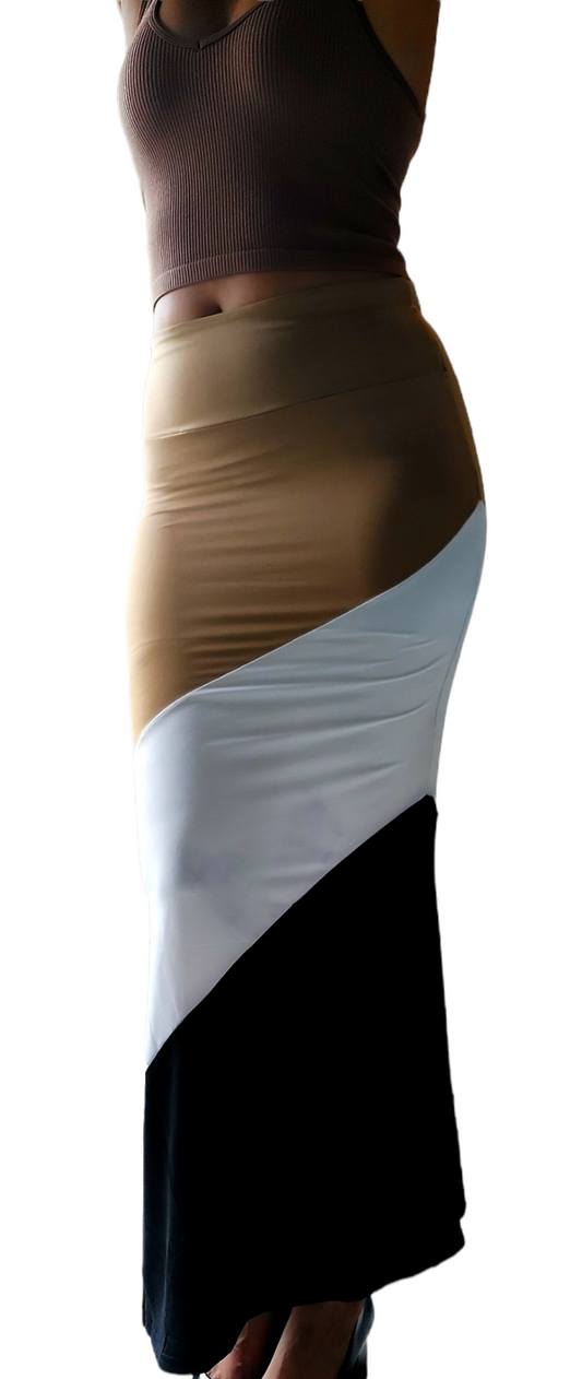 Tri Color Block Maxi Skirt