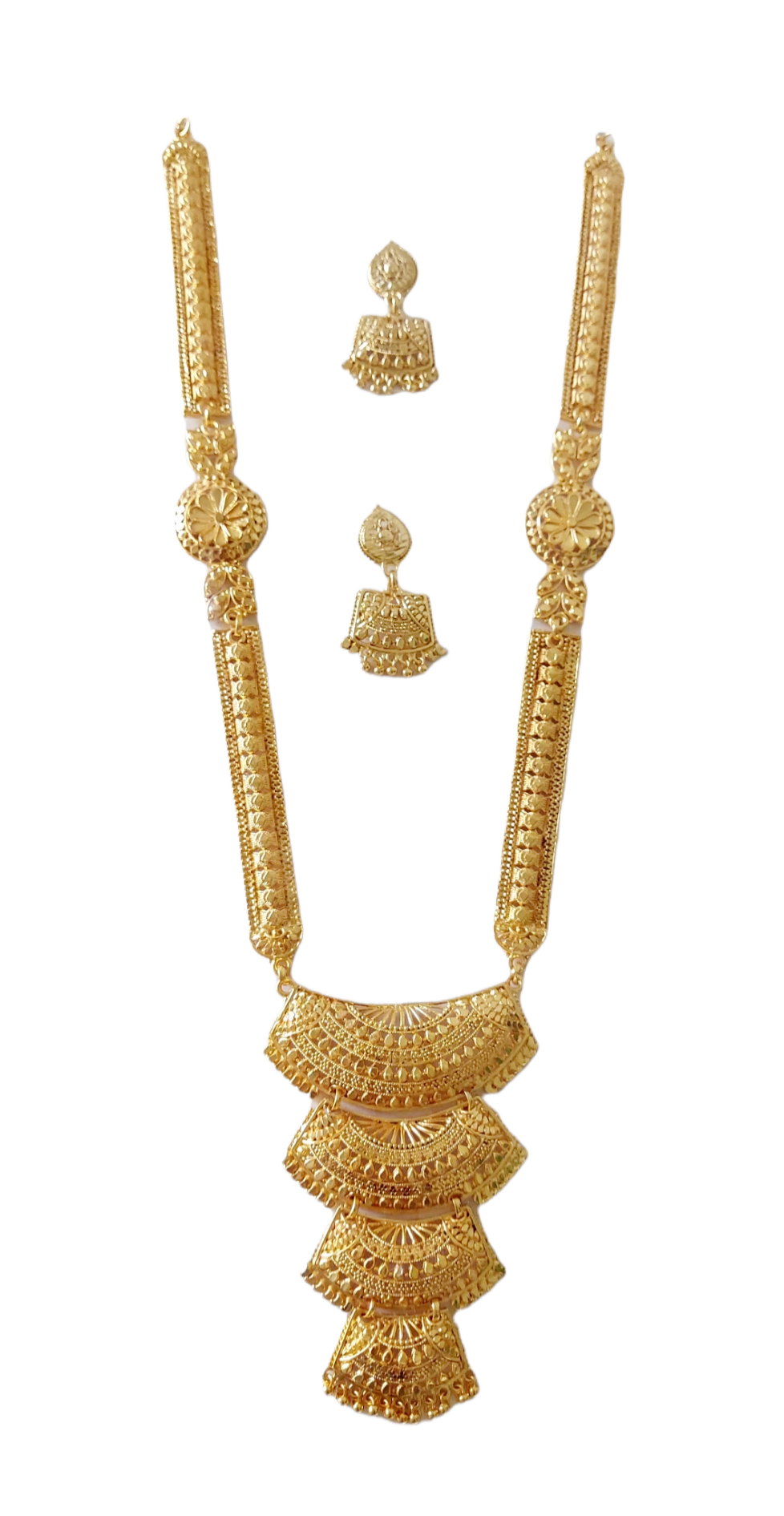 Gold Long Necklace & Earrings Set/ Gold Plated -1043