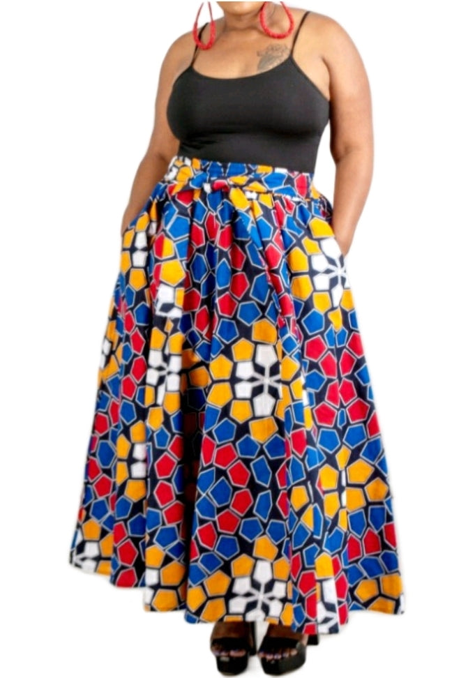 7001 Women Long Printed Skirt
