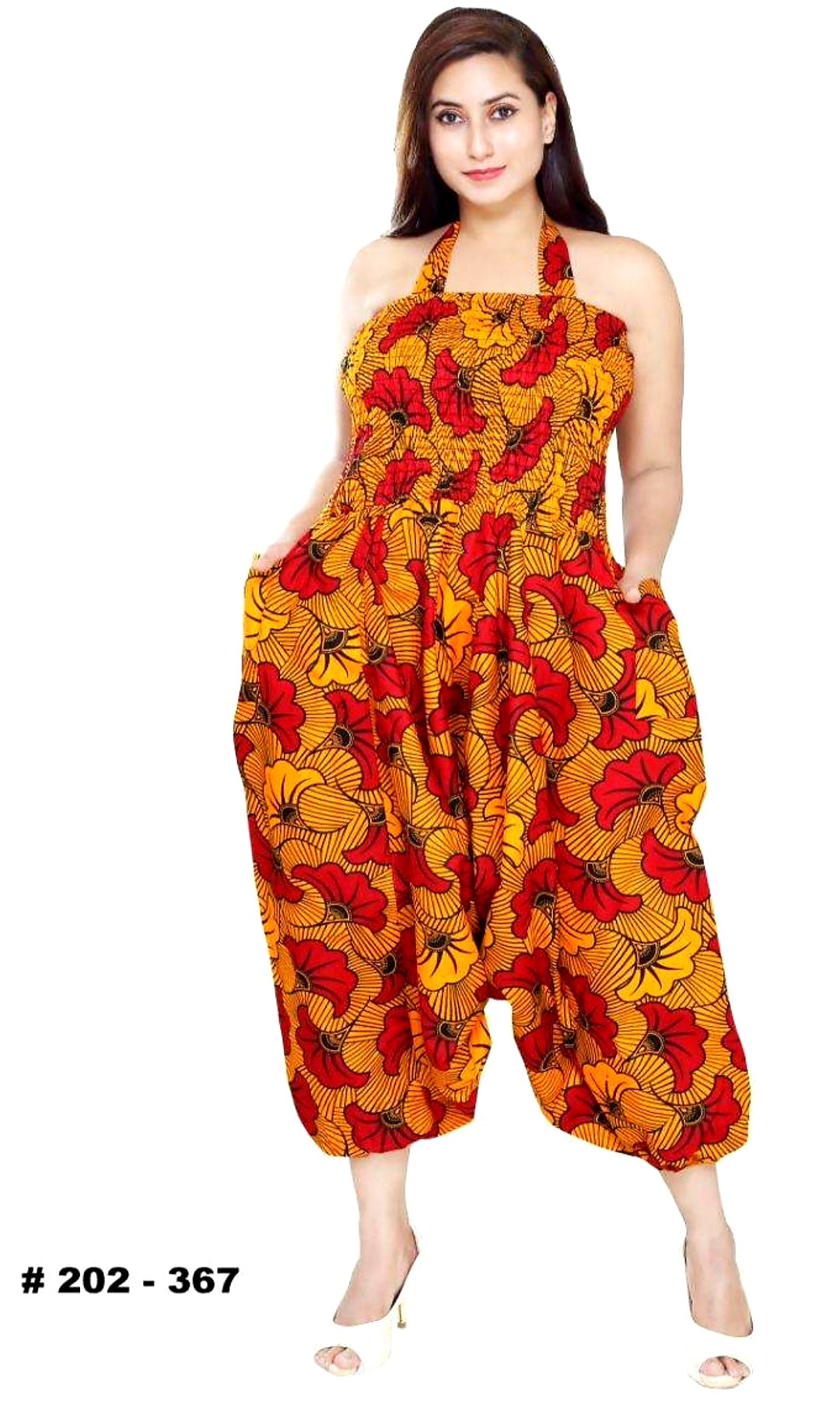 Tube Jumpsuit/ Pants/African Romper - Red/Yellow