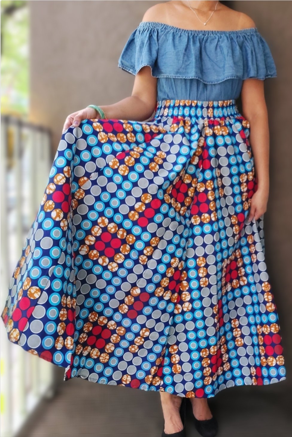 1003 Women Long Printed Skirt