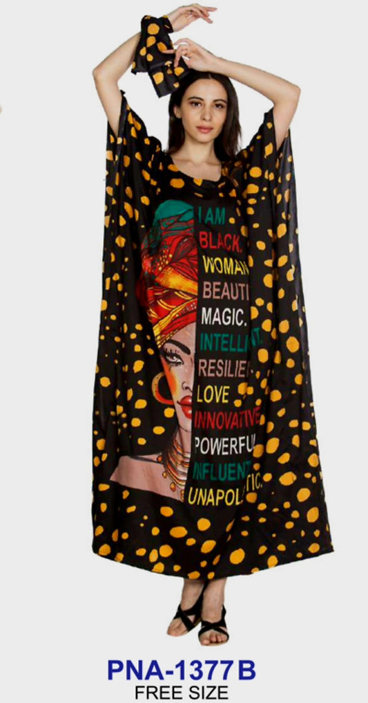 Women Afro Print Kaftan Dress- 1377B